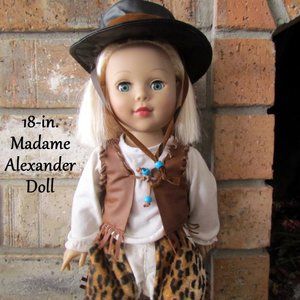 18" DOLL, MADAME ALEXANDER in SAFARI OUTFIT, BLONDE BEAUTY w AQUA EYES, 2009